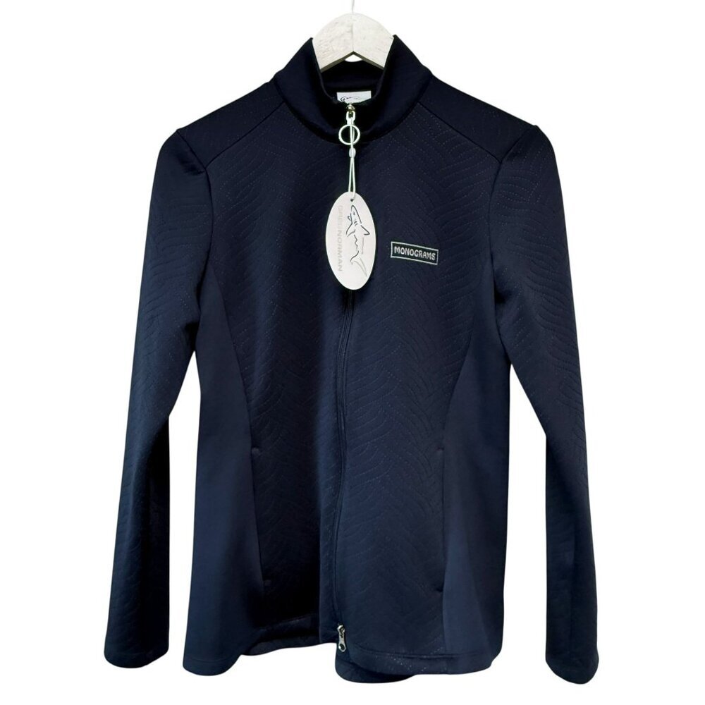 GREG NORMAN Golf Jacket Womens Small Navy Blue Full Zip Essentials NWT